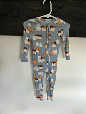 Posh Peanut Light Blue One-Piece Footie with S'mores Print